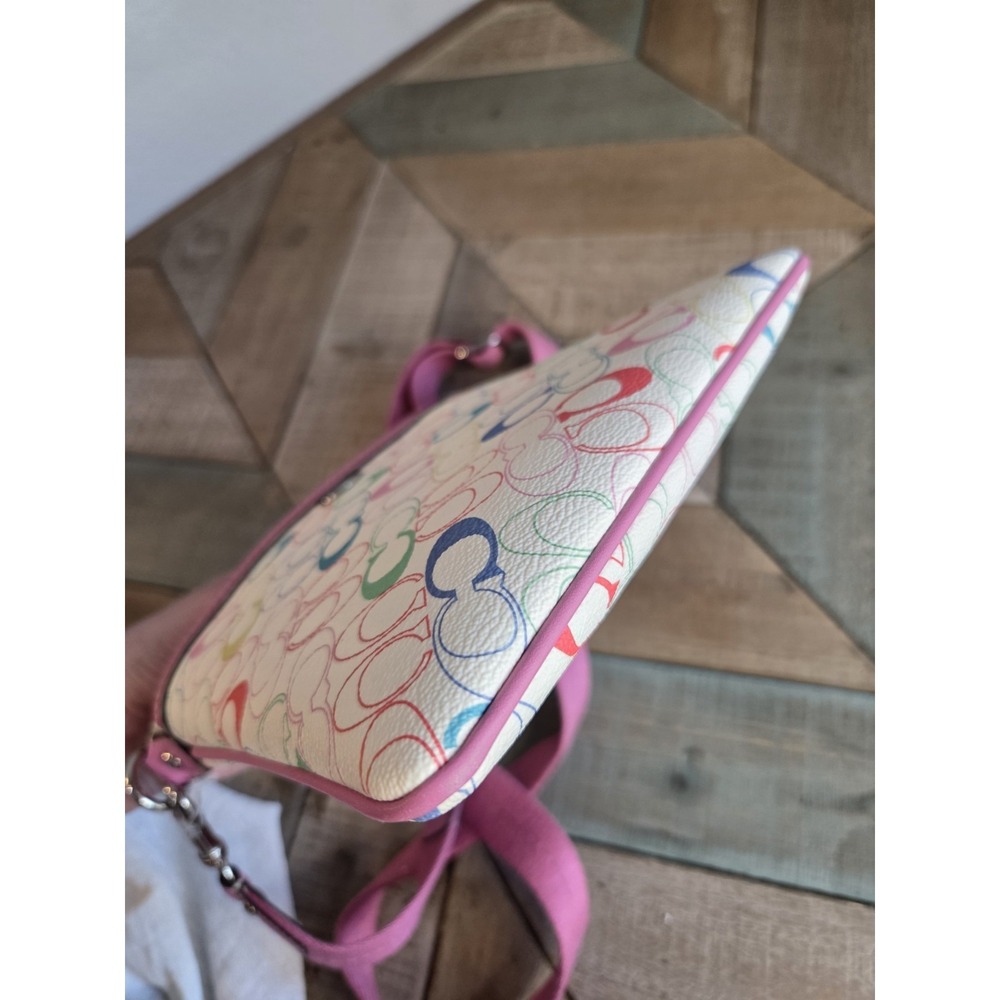 COACH Pink and Multicolor Signature Rainbow Swingpack Crossbody‎ File Bag - Picture 8 of 8